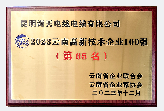 2023云南高新技術(shù)企業(yè)100強